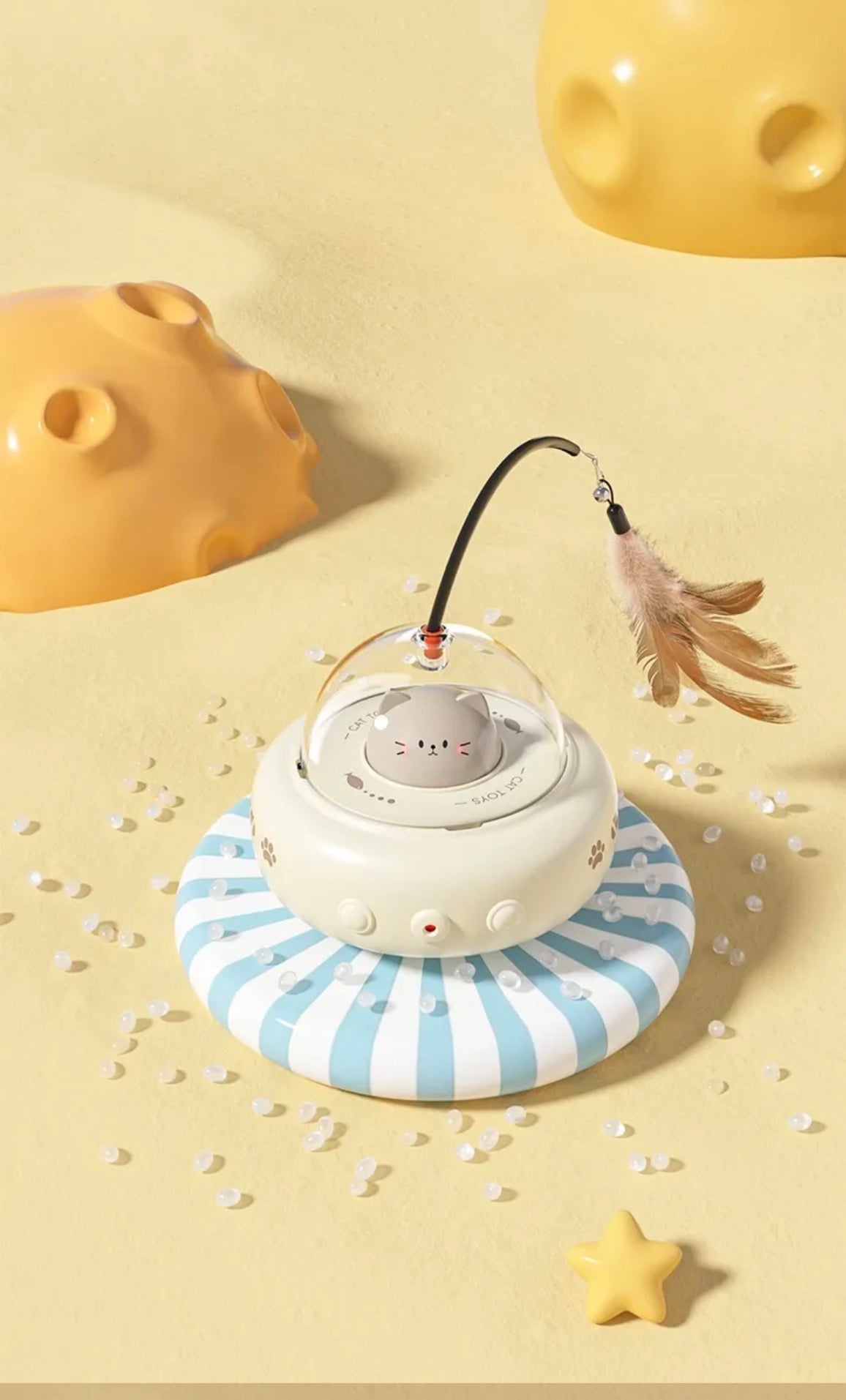 Smart UFO Interactive Cat Toy with Feather & Laser